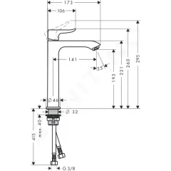 Hansgrohe Umyvadlová baterie, chrom 31185000