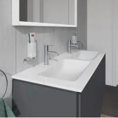 Duravit Dvojumyvadlo nábytkové 130x49 cm, s přepadem, 2 otvory pro baterie, bílá 2336130000