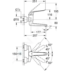 Grohe Páková umyvadlová baterie, chrom 32773000