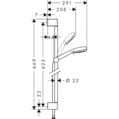 Hansgrohe Sprchová souprava Vario, EcoSmart 9 l/min, sprchová tyč 650 mm, bílá/chrom 26654400
