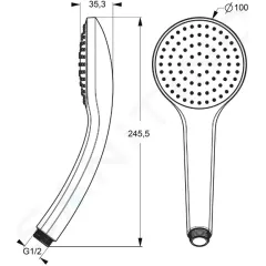 Ideal Standard Sprchová hlavice 10 cm, 1 proud, chrom B9402AA