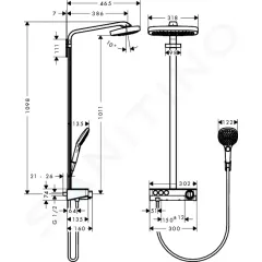 Hansgrohe Sprchový set Showerpipe 300 s termostatem ShowerTablet Select, 3 proudy, chrom 27127000