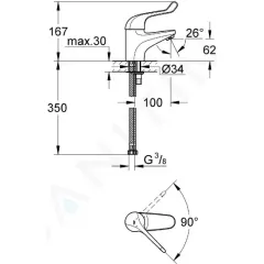 Grohe Páková umyvadlová baterie, chrom 32789000