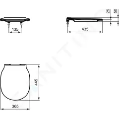 Ideal Standard WC sedátko ultra ploché, 365x445x50 mm, bílá E036501