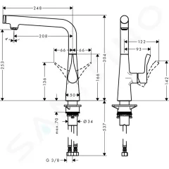 Hansgrohe Dřezová baterie, chrom 14847000