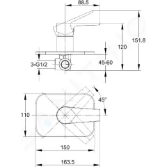 kielle Baterie pod omítku pro 1 spotřebič, s tělesem, chrom 10223200