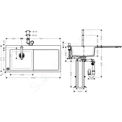 Hansgrohe Set dřezu a baterie C51-F450-12, grafitová černá/chrom 43228000