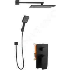 kielle Sprchový set s baterií pod omítku, pro 2 spotřebiče, s příslušenstvím a tělesem, matná černá 20618SP34