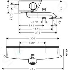 Hansgrohe Termostatická vanová baterie, chrom 13141000