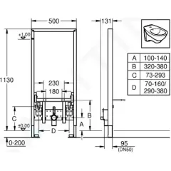 Grohe Předstěnová instalace pro bidet, stavební výška 113 cm 38553001