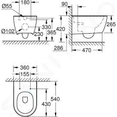 Grohe Závěsné WC, rimless, PureGuard, alpská bílá 3957100H