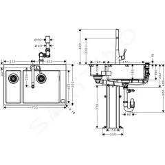 Hansgrohe Set dřezu a baterie C71-F655-04 Select, vzhled nerezu 43210800