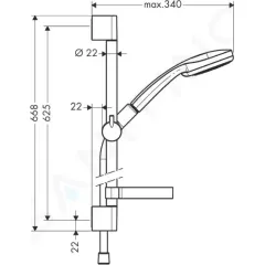 Hansgrohe Set sprchové hlavice, 4 proudy, tyče 0,65 m a hadice, chrom 27772000