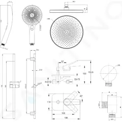 kielle Sprchový set s baterií pod omítku, pro 2 spotřebiče, s příslušenstvím a tělesem, chrom 20623SP20