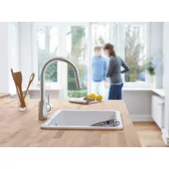 Grohe Dřezová baterie s výsuvnou sprškou, supersteel 31483DC2