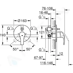 Grohe Vanová baterie pod omítku s tělesem, chrom 33305002