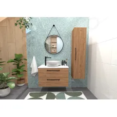 kielle Skříňka včetně desky pod umyvadlo 80x50x46 cm, zlatý dub/lesklá bílá 50018S821