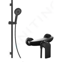 kielle Sprchový set s baterií, tyčí, hadicí a sprchovou hlavicí, matná černá 20618SN14