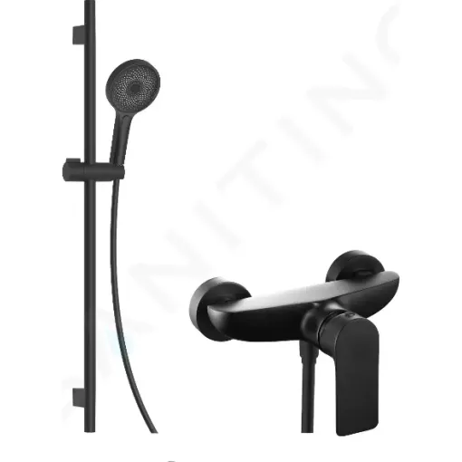 kielle Sprchový set s baterií, tyčí, hadicí a sprchovou hlavicí, matná černá 20618SN14