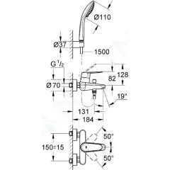 Grohe Vanová baterie s příslušenstvím, chrom 33395002