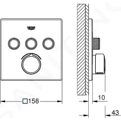 Grohe Baterie pod omítku, 3 výstupy, chrom 29149000