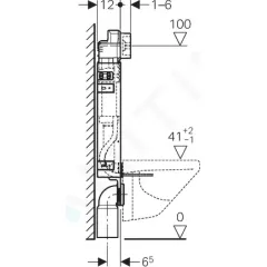 Geberit Předstěnová instalace pro závěsné WC, výška 1,08 m 110.100.00.1