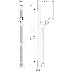 Hansgrohe Sprchová tyč Unica 0,90 m s hadicí 1,6 m, chrom 27636000