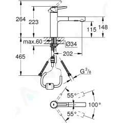Grohe Dřezová baterie s výsuvnou sprškou, chrom 30273001