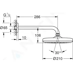 Grohe Hlavová sprcha 210, 1 proud, sprchové rameno 29 cm, chrom 26411000