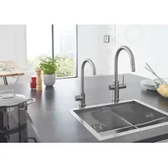 Grohe Dřezová baterie Connected, s chladícím zařízením a filtrací, supersteel 31541DC0