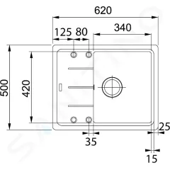 Franke Fragranitový dřez BFG 611-62, 62x50 cm, bílá-led 114.0285.103