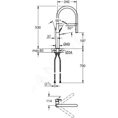 Grohe Dřezová baterie s flexibilním ramenem s přepínačem, chrom 30294000