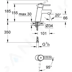 Grohe Páková umyvadlová baterie ES, chrom 2338510E