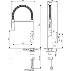 Ideal Standard Dřezová baterie Semi Profi s flexibilním ramenem, BlueStart, chrom BC302AA