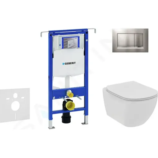 Geberit Set předstěnové instalace, klozetu a sedátka Ideal Standard Tesi, tlačítka Sigma30, Rimless, SoftClose, matný chrom/chrom 111.355.00.5 NE7