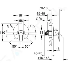 Grohe Sprchová baterie pod omítku s tělesem, chrom 29078000