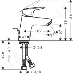 Hansgrohe Umyvadlová baterie s výpustí, chrom 71070000