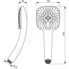 Ideal Standard Sprchová hlavice M3 10 cm, 3 proudy, chrom B0003AA