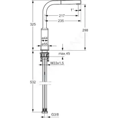 Hansa Páková dřezová baterie, s vytahovací sprškou, chrom 54912273