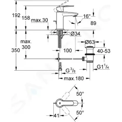Grohe Páková umyvadlová baterie, chrom 23037002