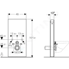 Geberit Sanitární modul pro závěsné WC, 101 cm, spodní přívod vody, mátově zelená 131.021.SL.5