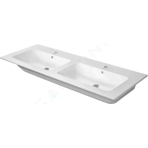 Duravit Dvojumyvadlo nábytkové 130x49 cm, s přepadem, 2 otvory pro baterie, bílá 2336130000