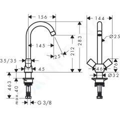 Hansgrohe Dřezová stojánková baterie, chrom 71280000