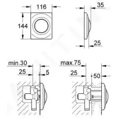 Grohe Ovládací tlačítko, matný chrom 37018P00