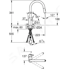 Grohe Dřezová baterie s výsuvnou sprškou, chrom 31483002