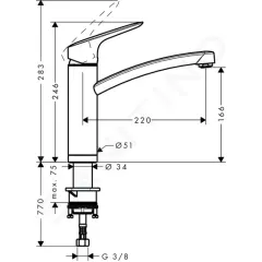 Hansgrohe Dřezová baterie sklopná pod okno, chrom 71833000