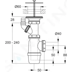 Ideal Standard Sifon vč. krytky odpadu, chrom D5870AA