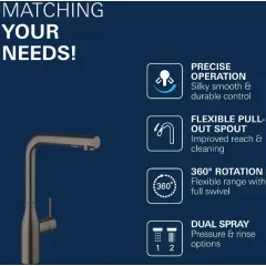 Grohe Dřezová baterie s výsuvnou sprškou, kartáčovaný tmavý grafit 30270AL0