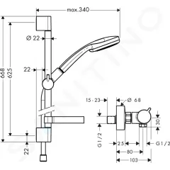 Hansgrohe Sprchový set Vario s termostatem, 3 proudy, chrom 27034000