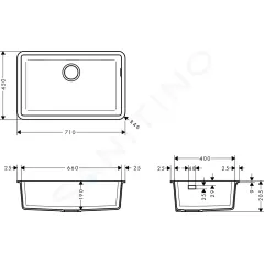 Hansgrohe Podstavný granitový dřez S510-U660, grafitová černá 43432170